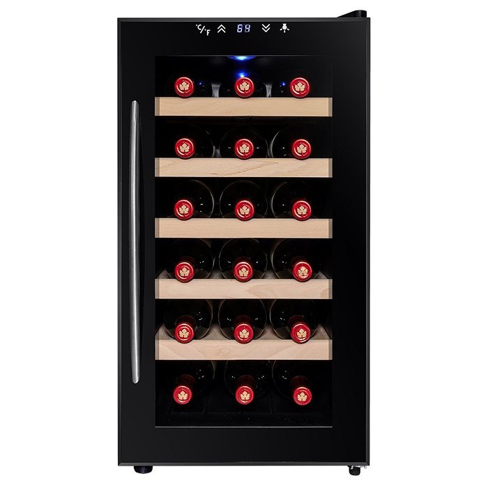 AKDY® 18 Bottles Freestanding Single Zone Thermoelectric Wood Shelf Wine Cooler Chiller