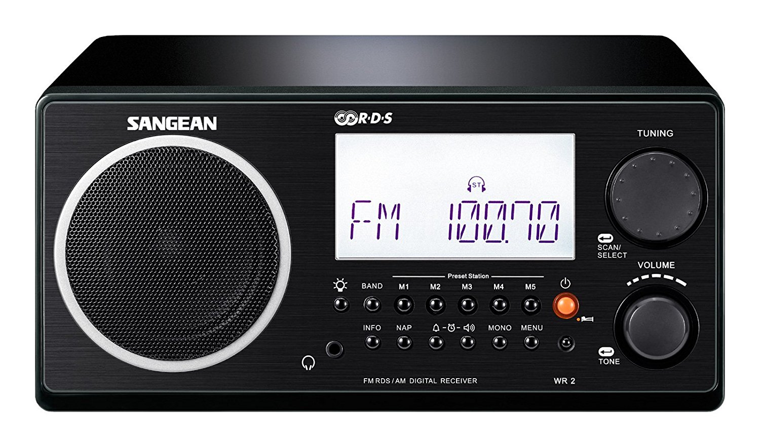 Sangean All in One AM/FM Alarm Clock Radio with Large Easy to Read