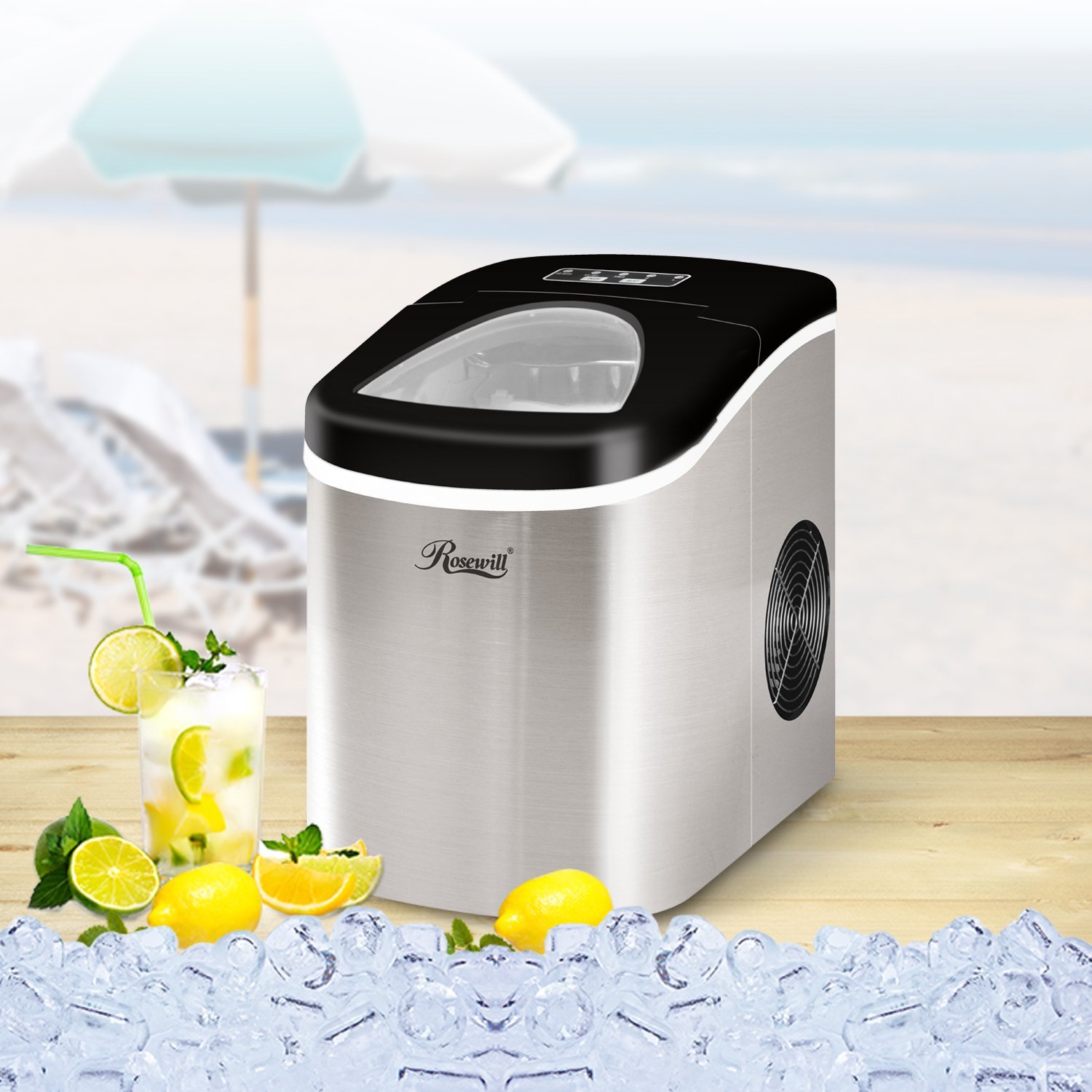 Rosewill Stainless Steel Portable Ice Maker 26.5 lb Per Day, RHIM15001