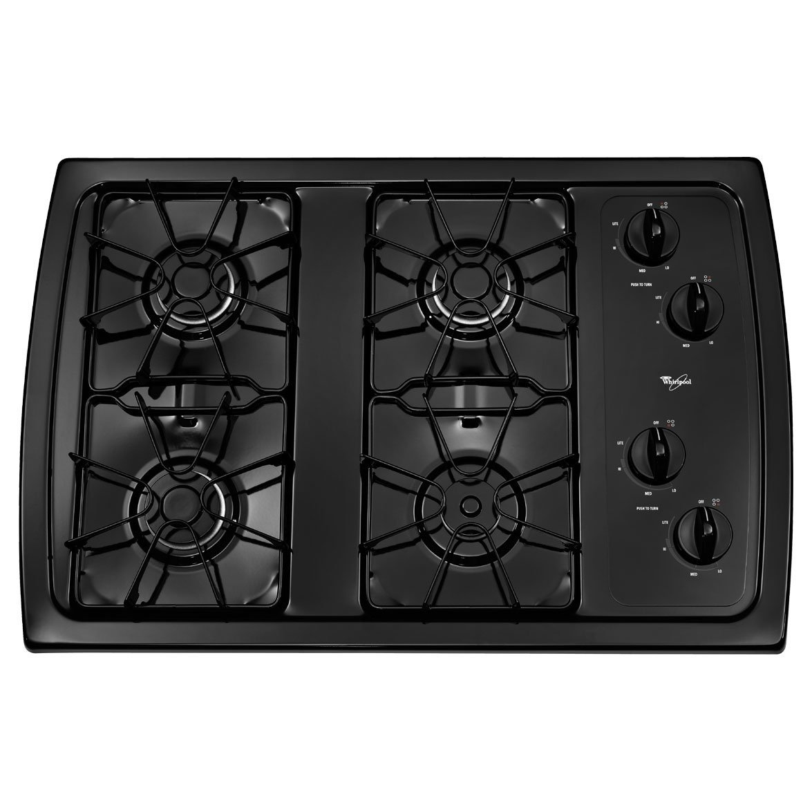Whirlpool W3CG3014XB 30" Black Gas Sealed Burner Cooktop free image