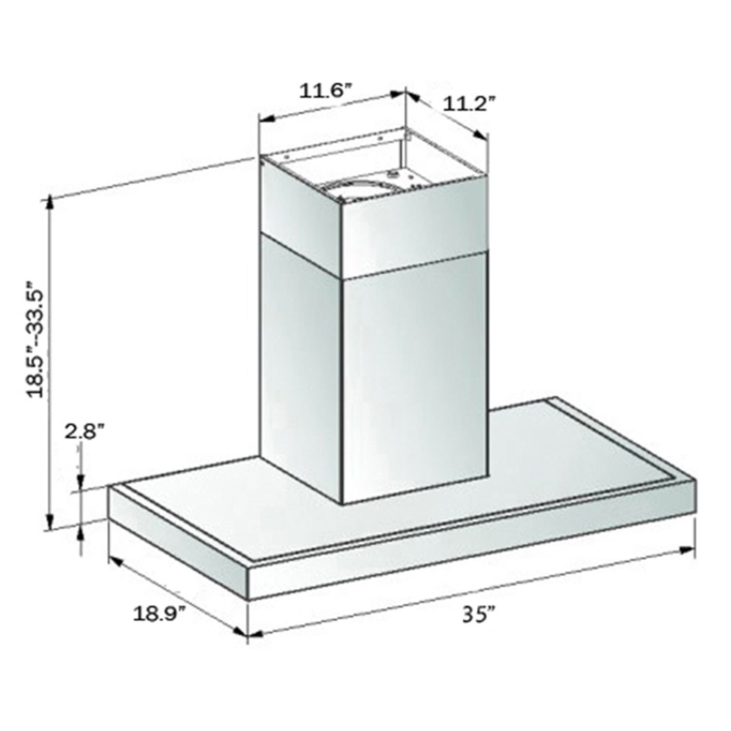 AKDY AIR27PS336 36" Island Mount Ducted Range Hood with 870 CFM Motor 3