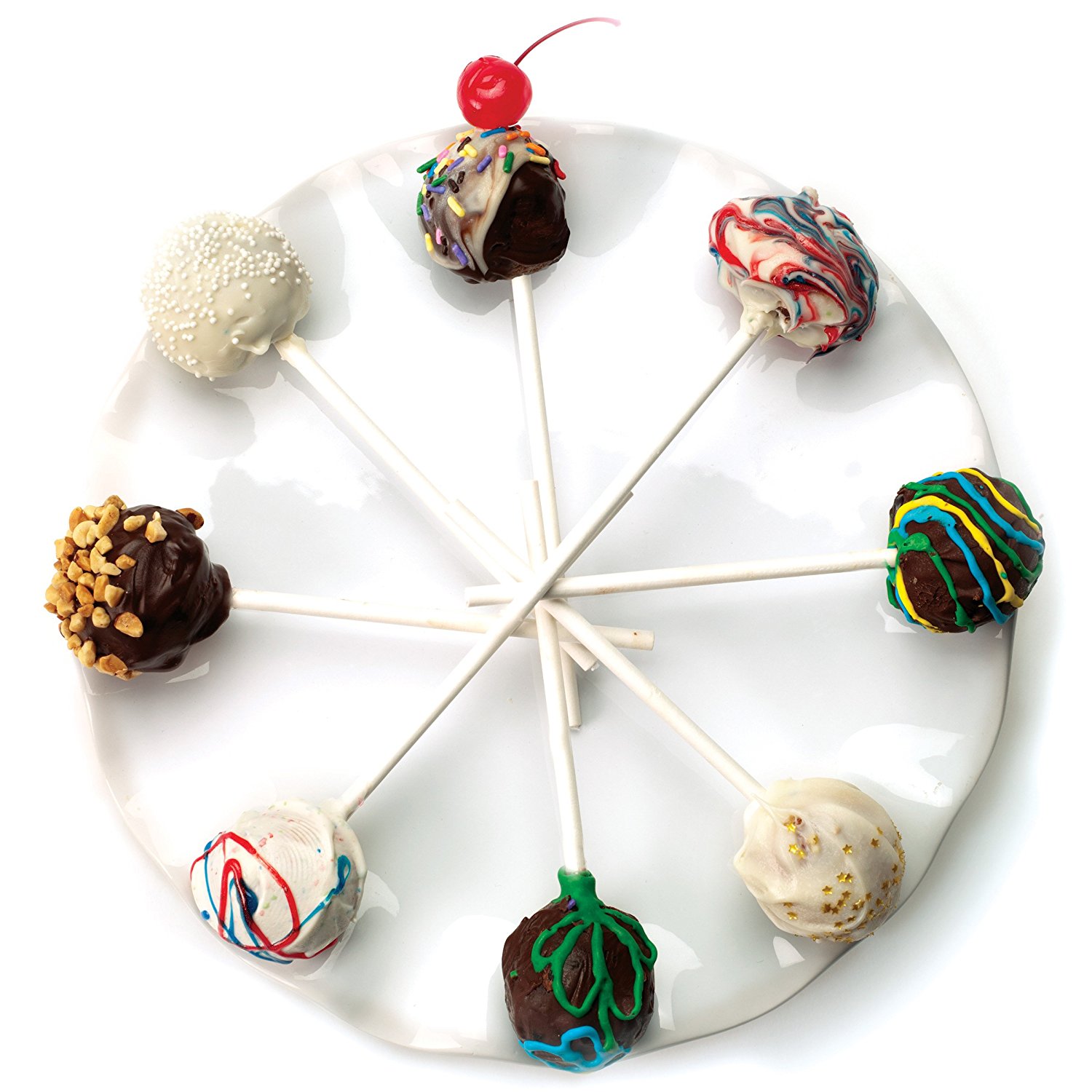 Norpro 3602 Silicone Cake Pop Pan with 20 Reusable Plastic Sticks, Red