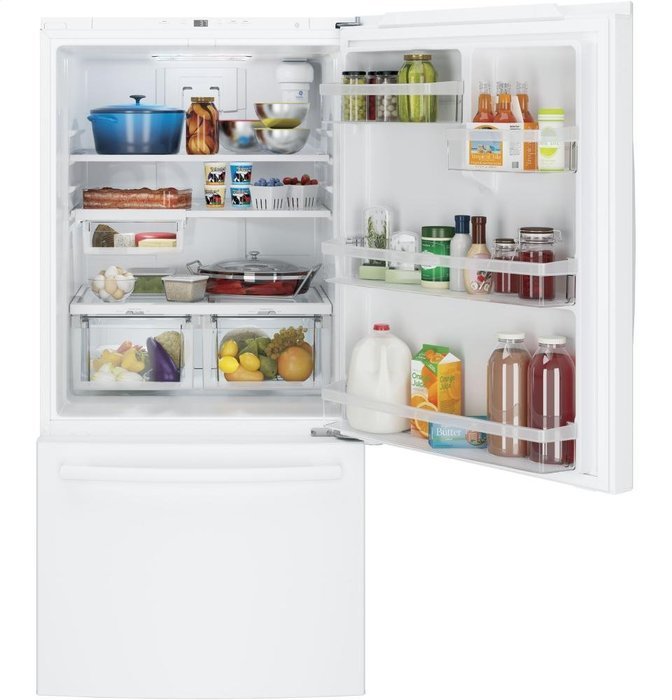 GE White Bottom Freezer Refrigerator N6 free image download