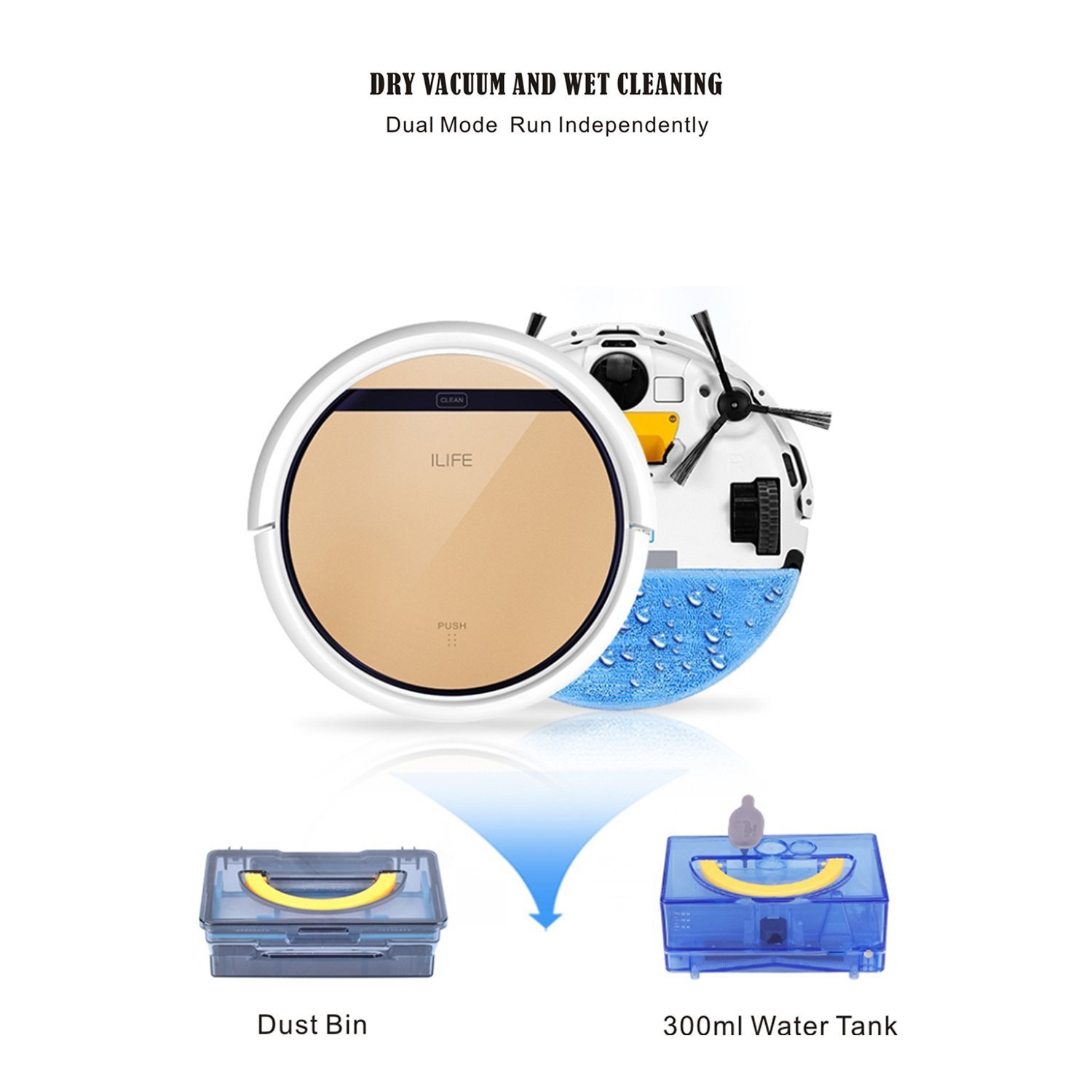 Segarty ILIFE V5s Robotic Vacuum Cleaner, Sweeping & Wet Mopping 2in1 Floor Cleaner, Smart Anti