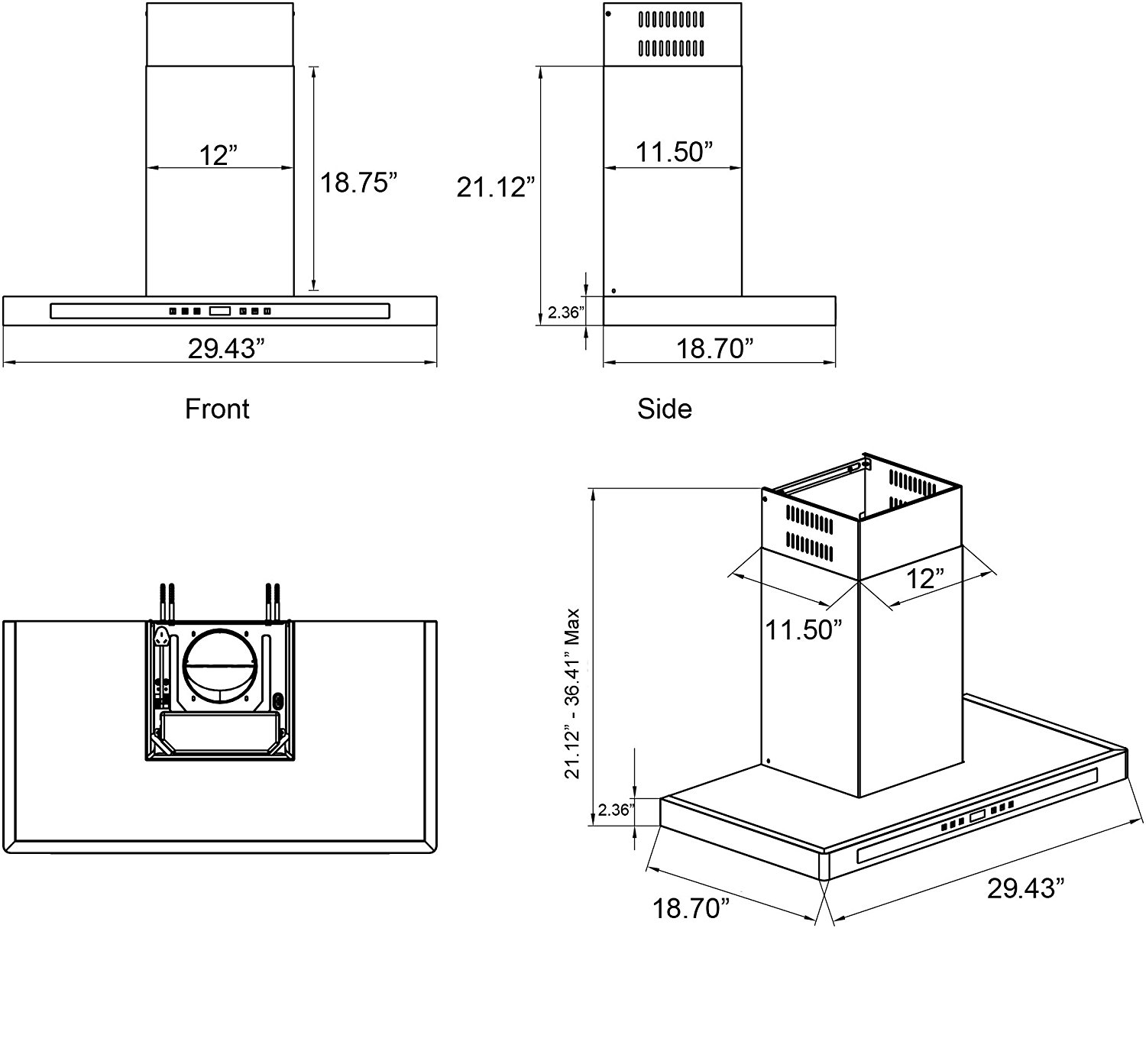 GOLDEN VANTAGE New 30" European Style Wall Mount Stainless Steel Range