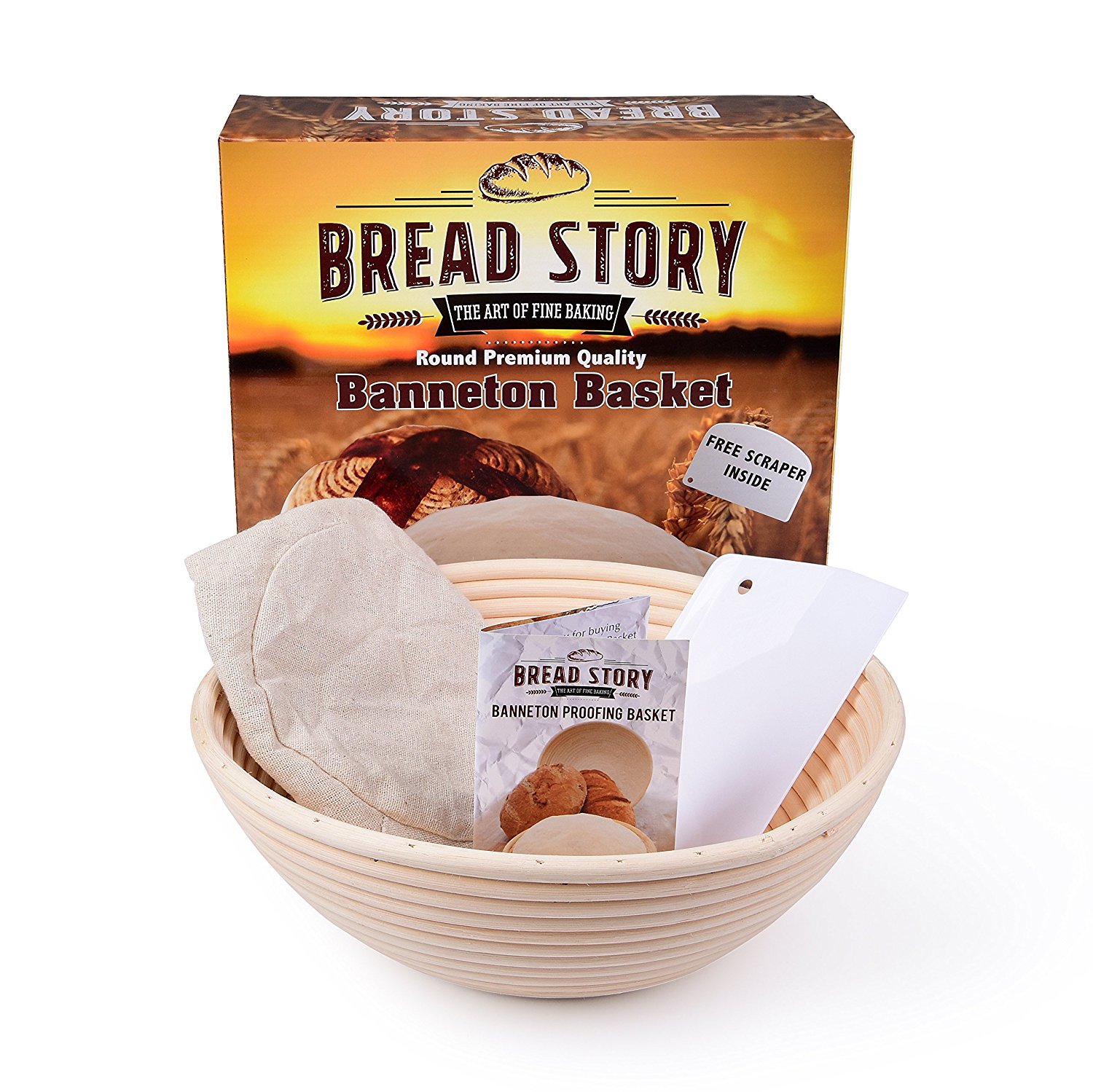 Proofing Basket Set 10 inch Round by Bread Story Brotform Handmade Unbleached Natural