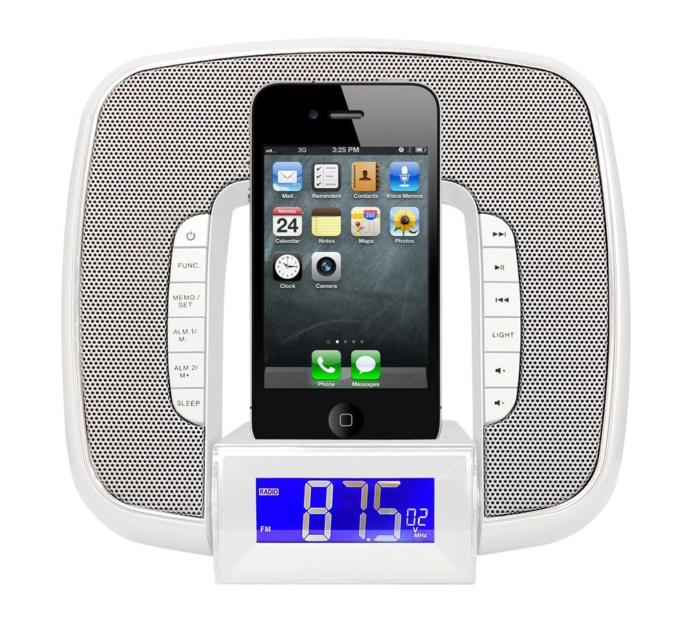 PyleHome PICL29W Docking/Aux Input Clock Radio with FM Receiver and