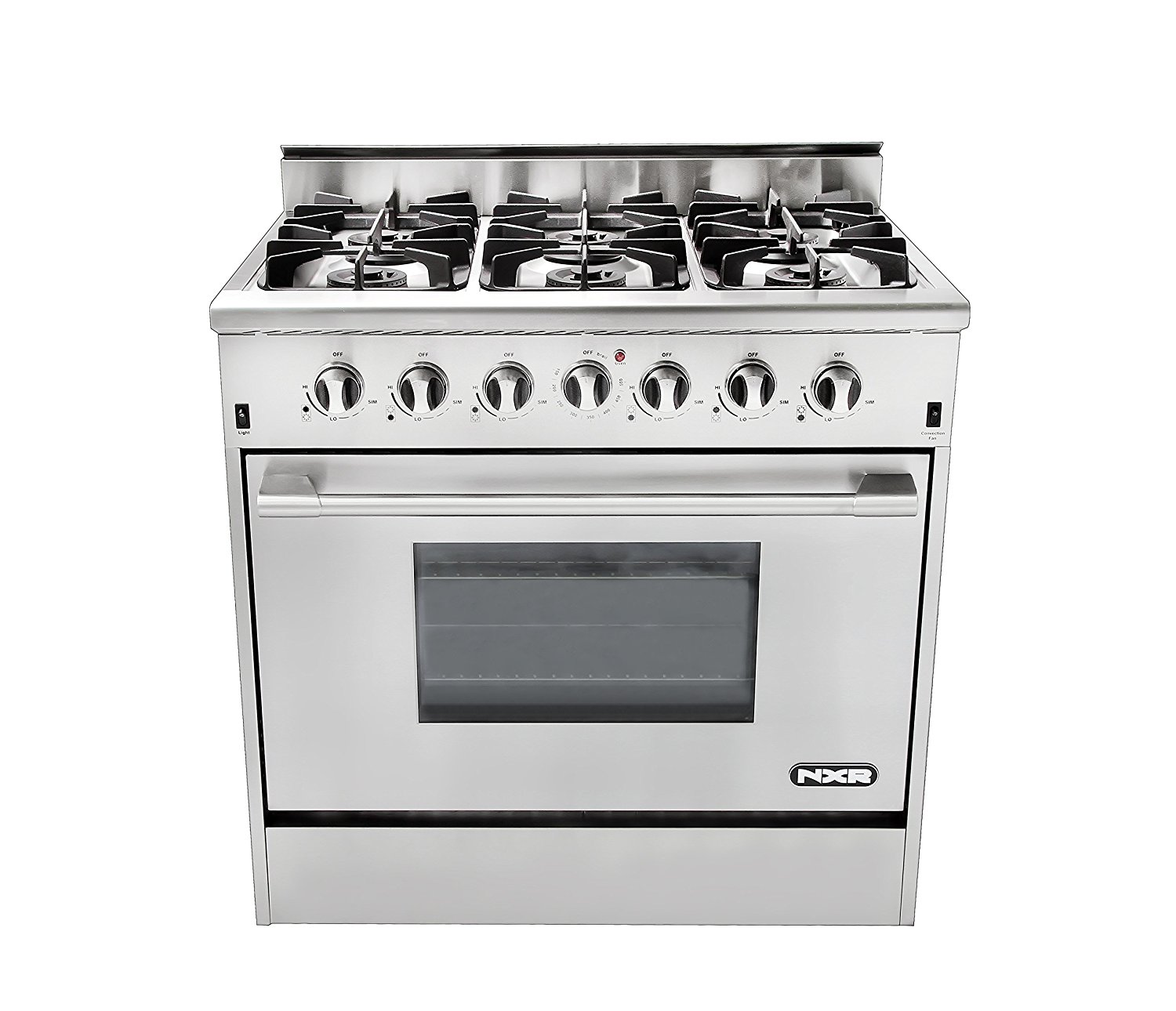 NXR DRGB3602 Professional Style Gas Range, 36", Stainless Steel N2 free