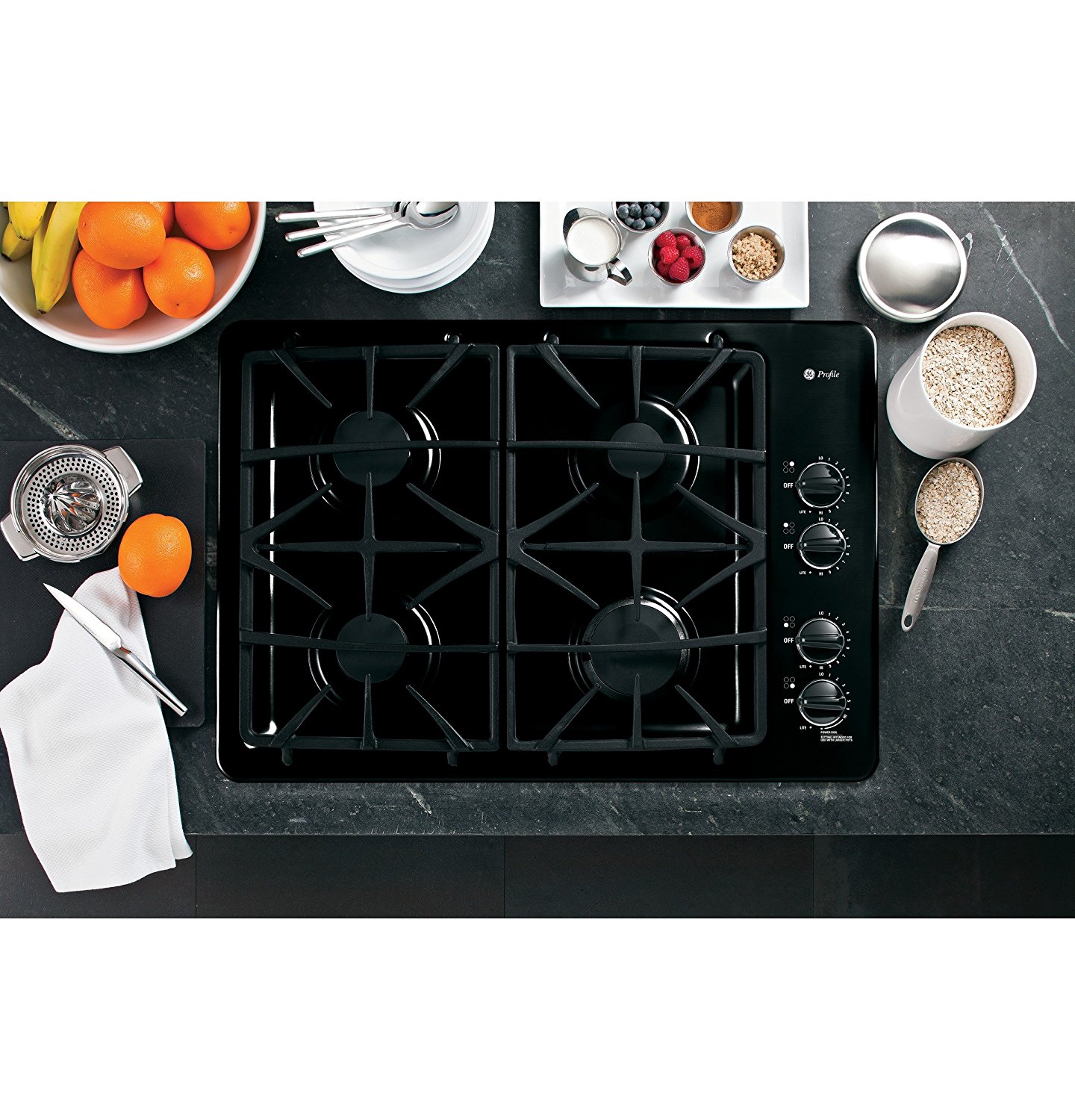 GE PGP943DETBB Profile 30" Black Gas Sealed Burner Cooktop free image