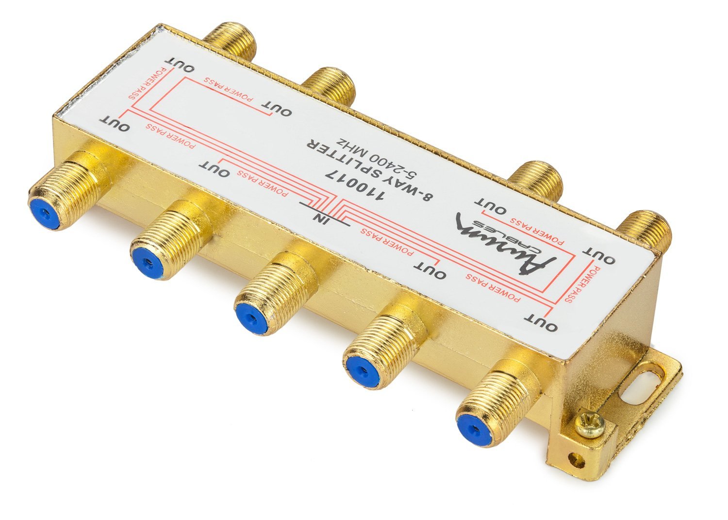 Aurum Cables 8way Coax Cable Splitter Ftype for Video VCR Cable Tv