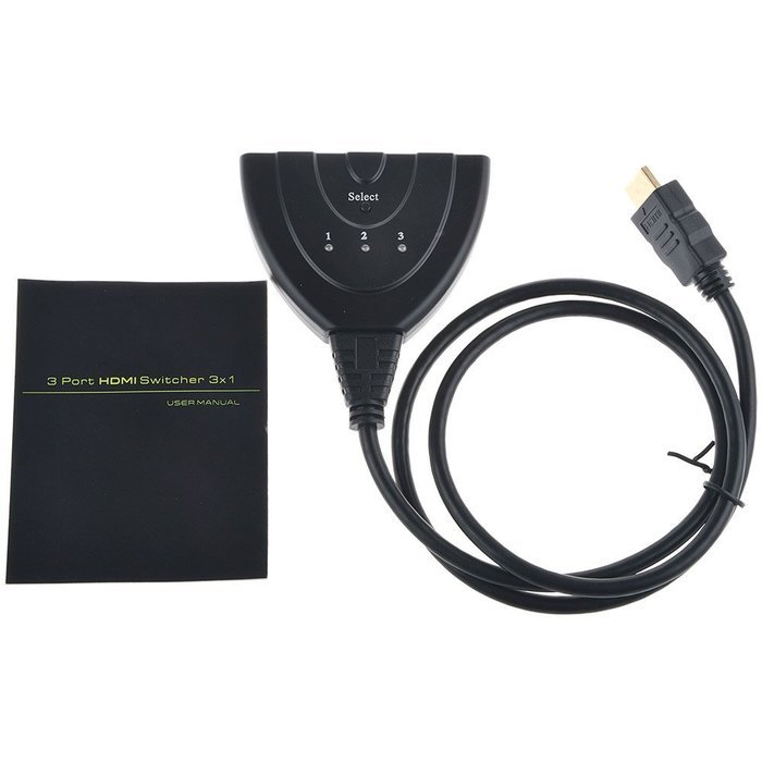 HDMI Switch, JerGO Premium Quality 3 Port HDMI Switcher 3x1 Auto Switch