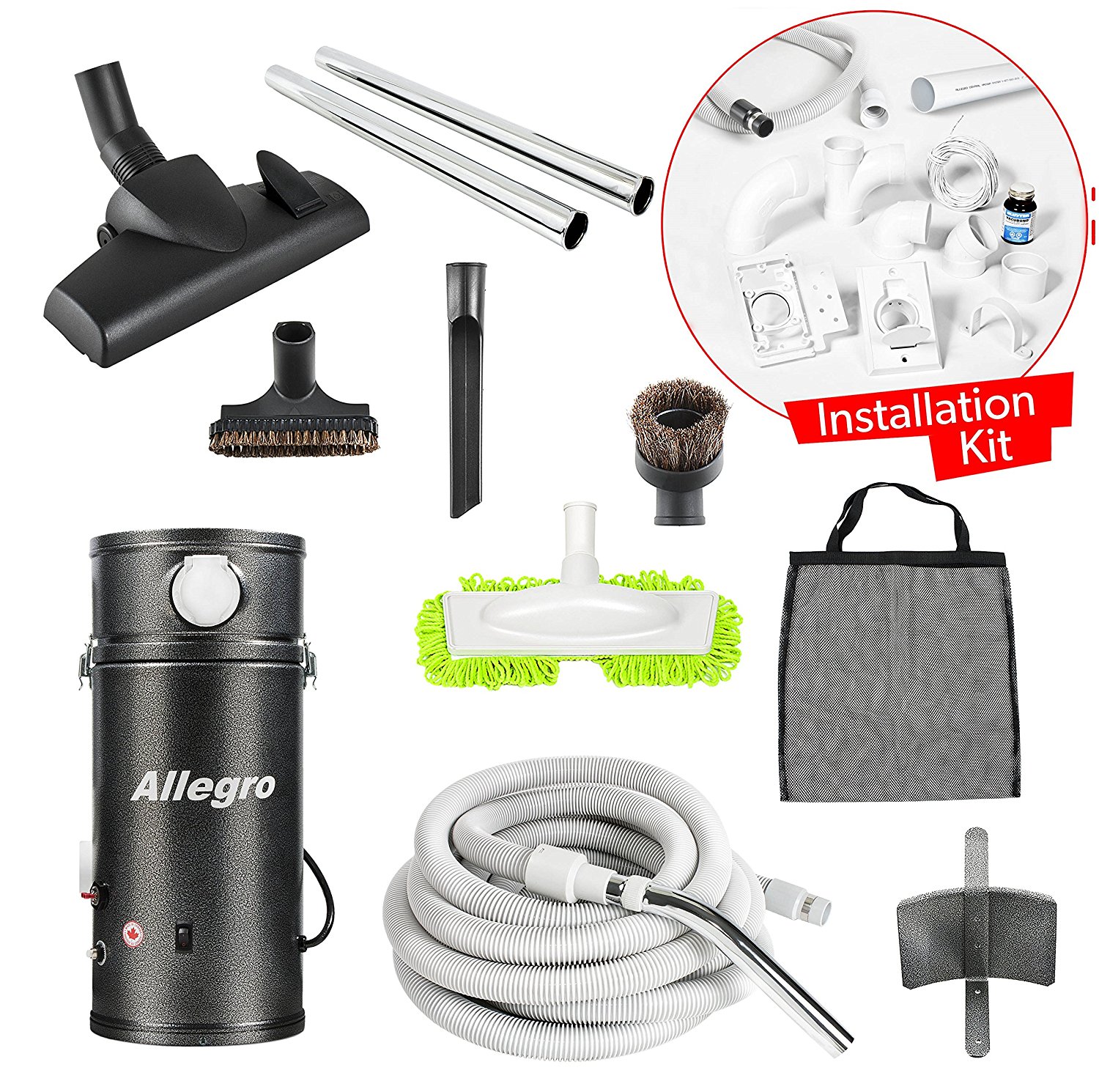 Allegro Central Vacuum 30 ft. Deluxe Package with 1 Inlet Installation