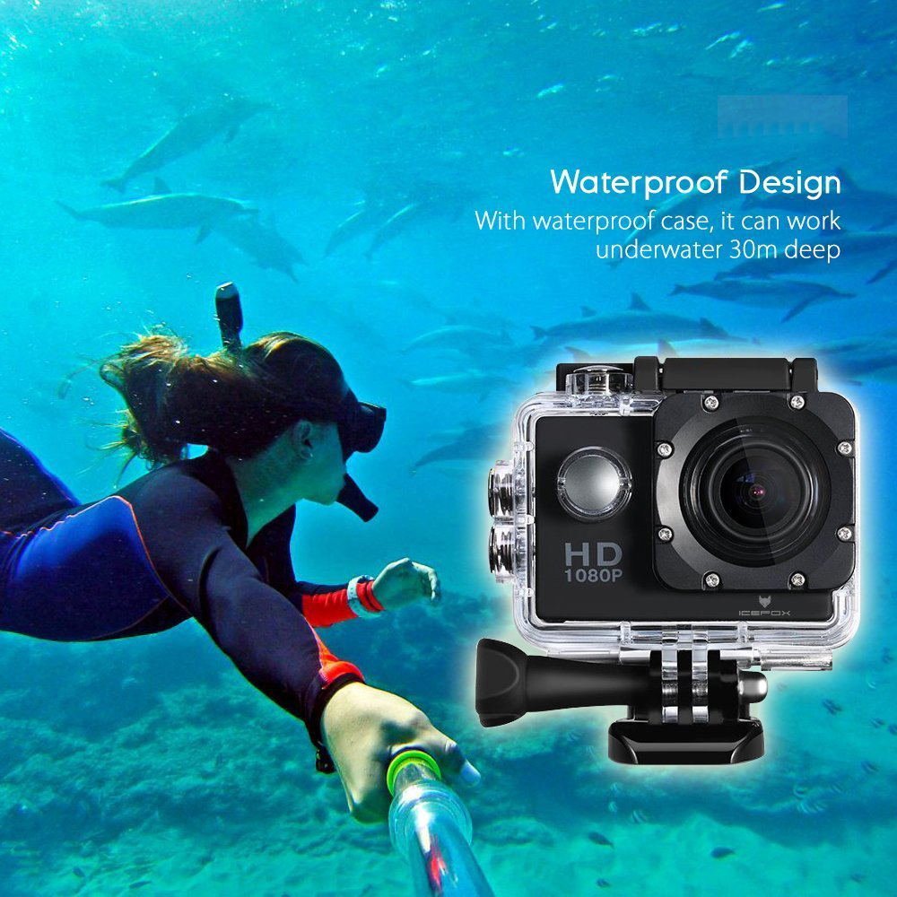 Action Cameraicefox(R) Waterproof Sports Action Camera Diving 98FT(30M