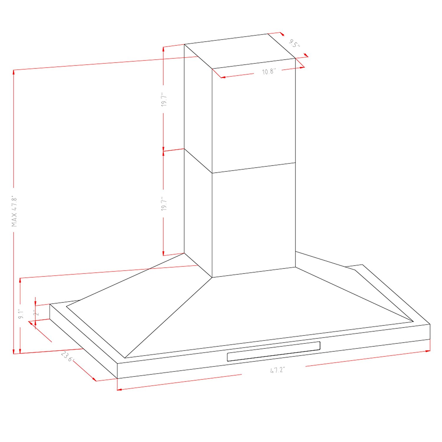 AKDY 48" Island Mount Stainless Steel Touch Screen Timer Display Light