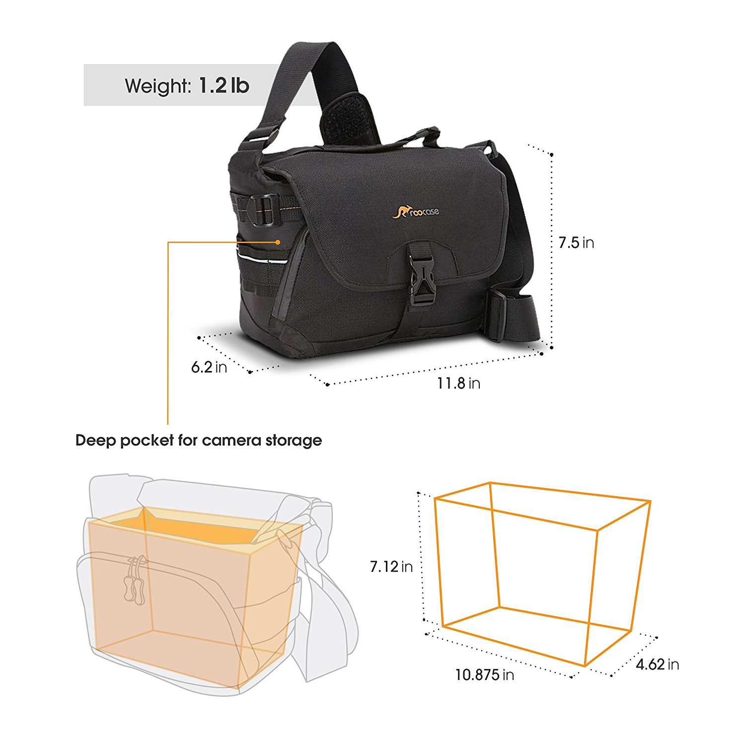 Large Camera Bag, rooCASE DSLR Camera Shoulder Case Bag N10 free image