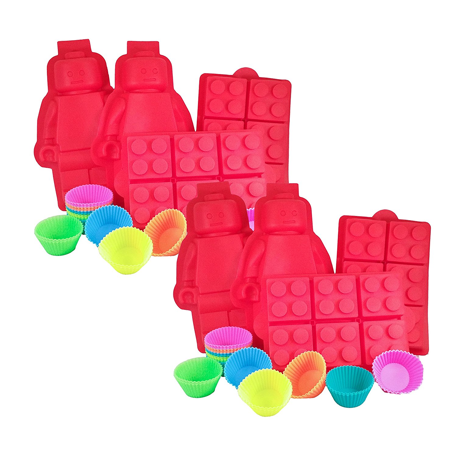 Large Silicone Minifigure + Brick Ice Cube Tray, Jello, Gummy Candy