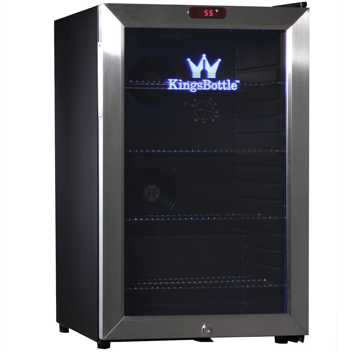 KingsBottle 21 Can Mini Bar Fridge with Glass Door, Black N4 free image