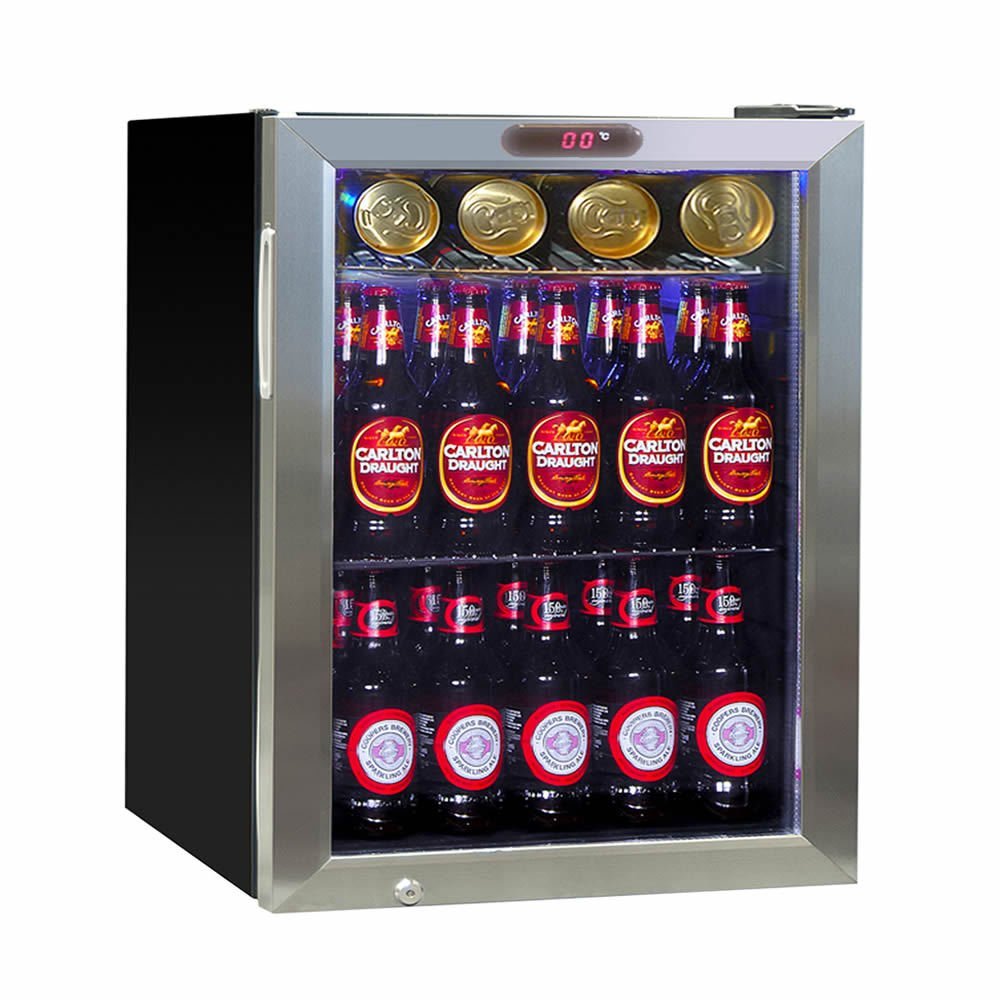 KingsBottle 21 Can Mini Bar Fridge with Glass Door, Black N5 free image