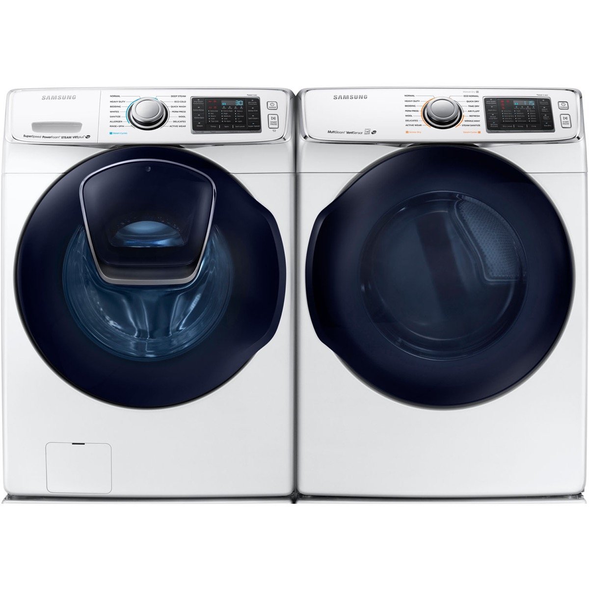 Bundle White Samsung 5 Cu Ft Front Load Washer with Add Wash and 7.5