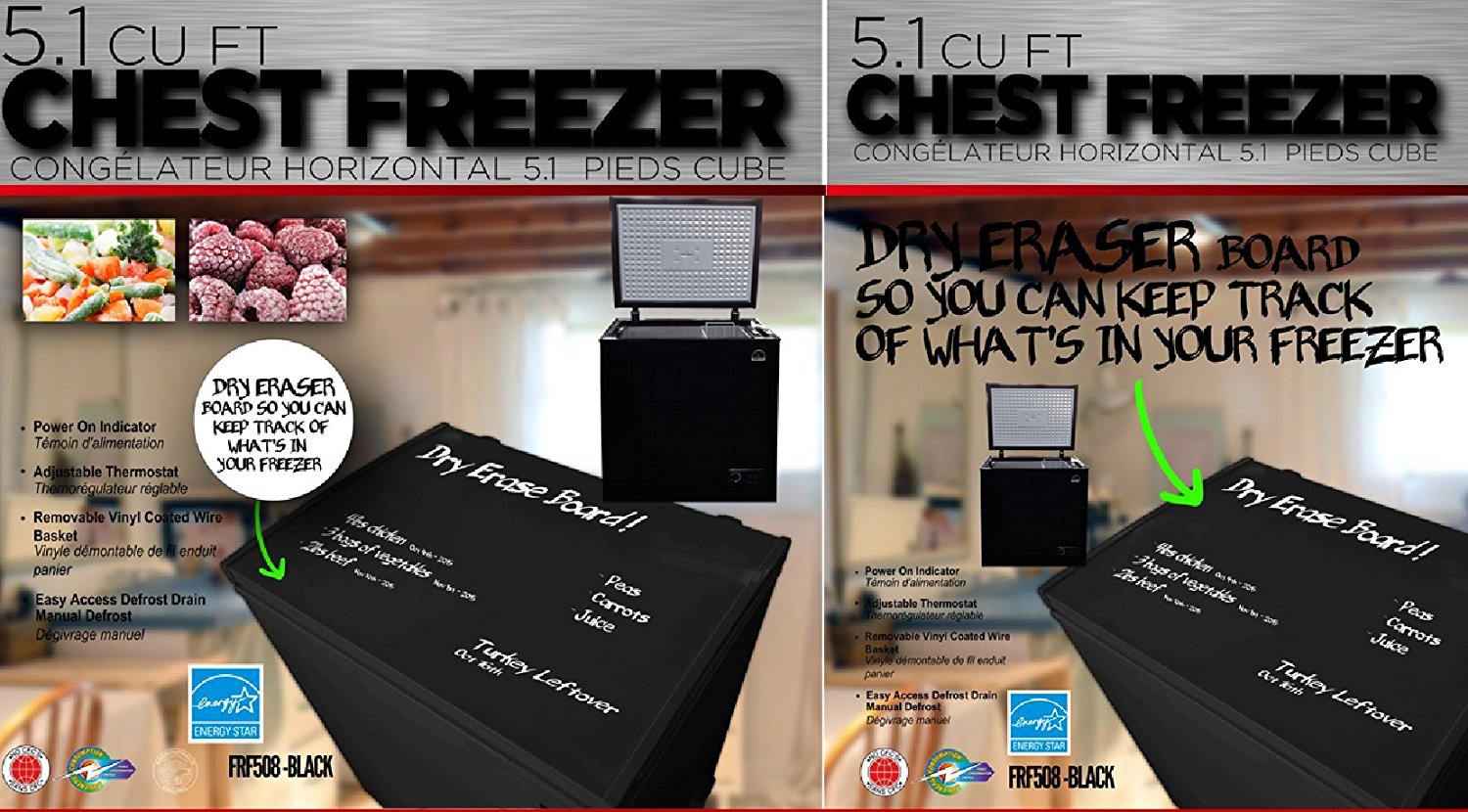 Igloo 5.1 Cubic Foot Chest Freezer with Dry Erase Board Top, Black free