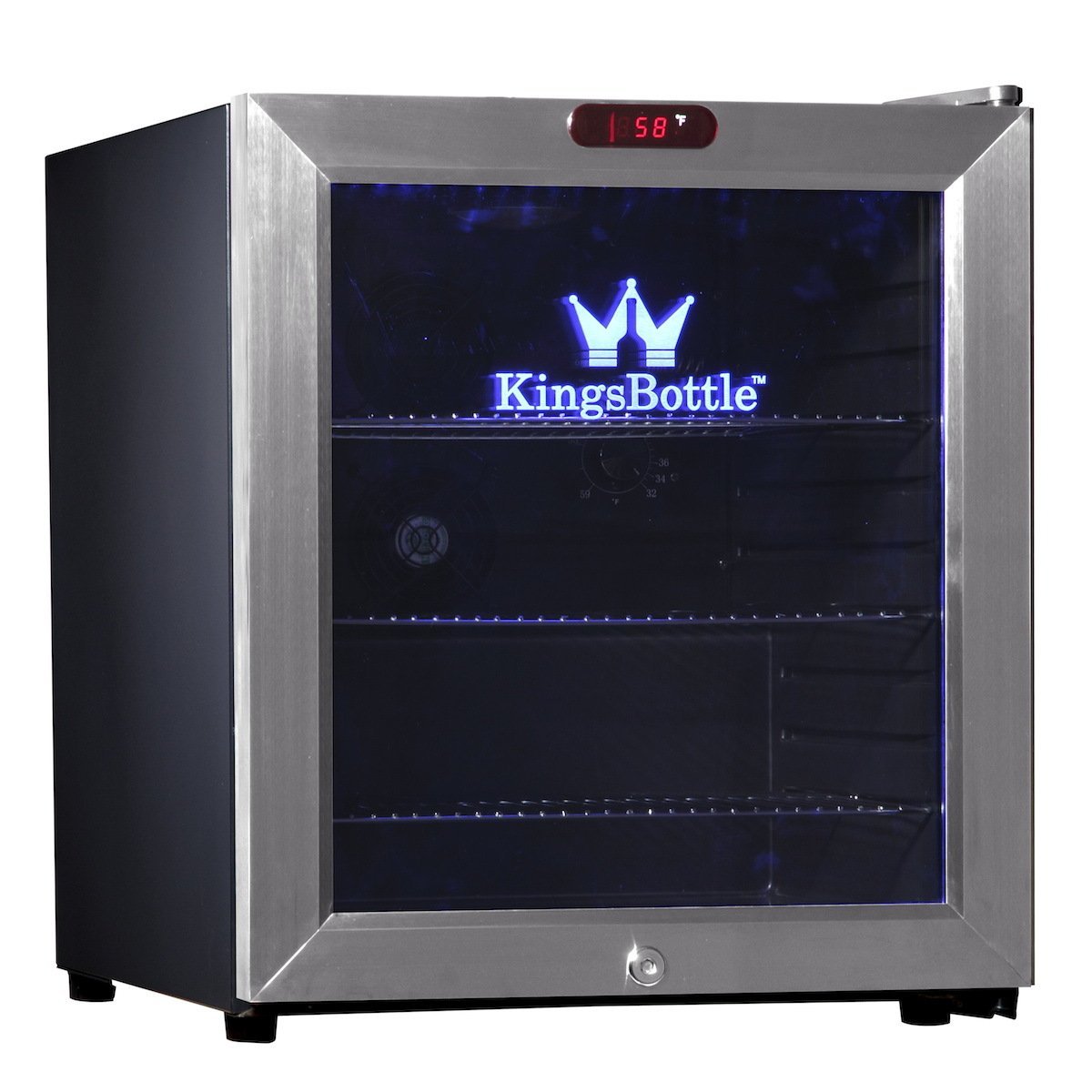 KingsBottle 21 Can Mini Bar Fridge with Glass Door, Black N15 free