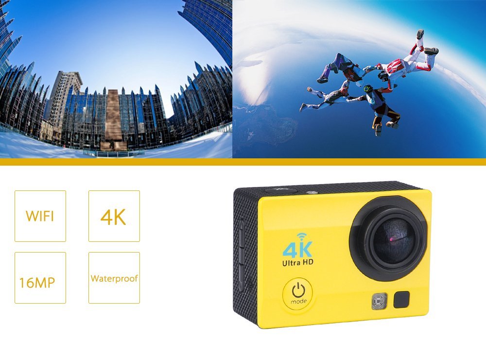 4K WiFi Waterproof Sports Action Camera 4K Ultra HD, 16MP, 170 Degree Wide Angle, 2 Inch LCD