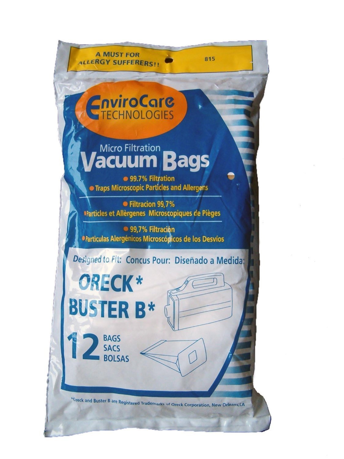 12 Oreck Buster B Allergy canister vacuum bags, Portable Canister