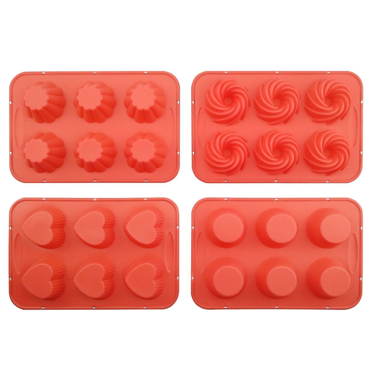Cupcake Pan, Silicone Cake Mold with Steel Edge 4 Packs 24 Cups Silivo