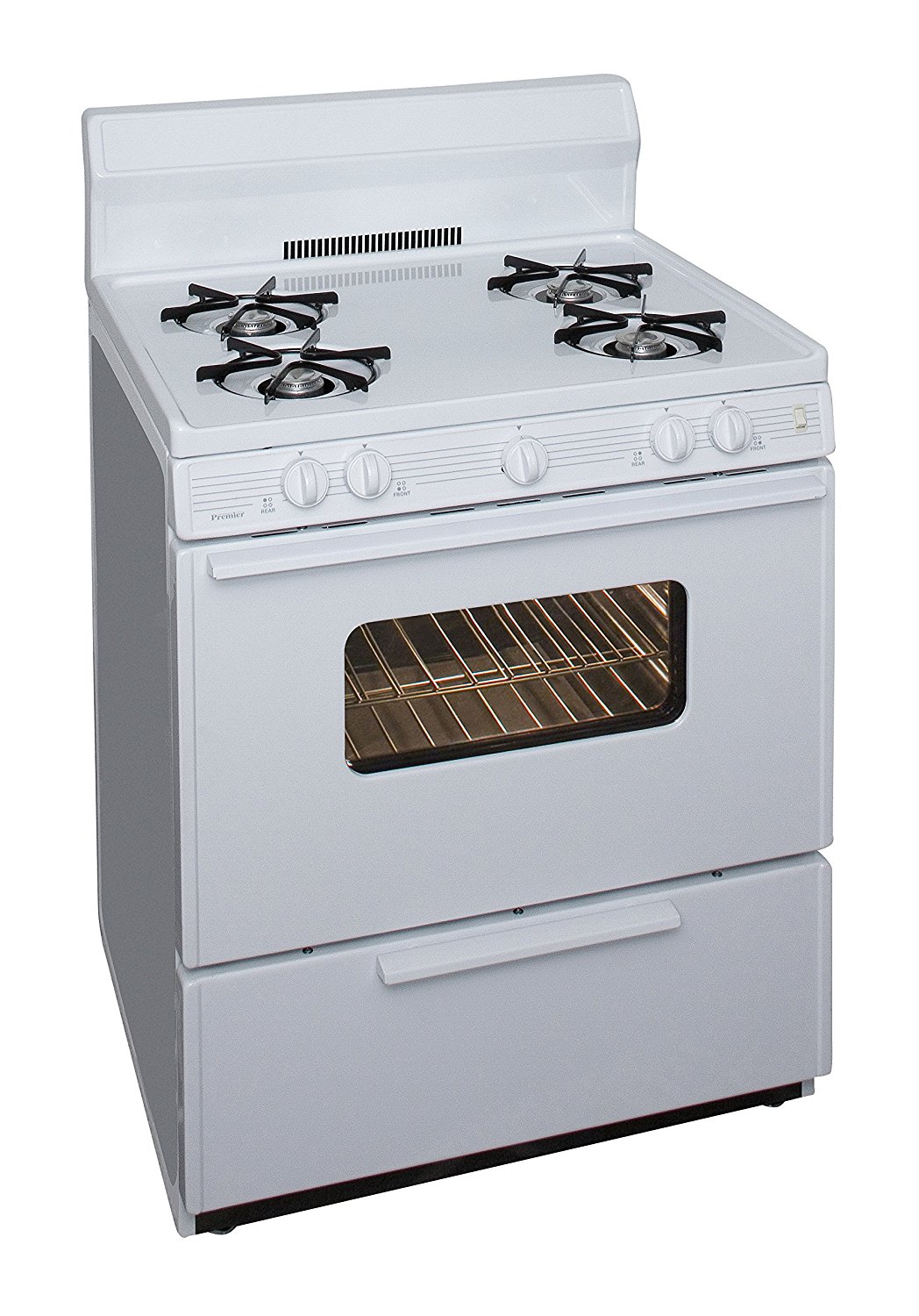 Premier Range SFK290OP White 30" Freestanding Open Burner Gas Range