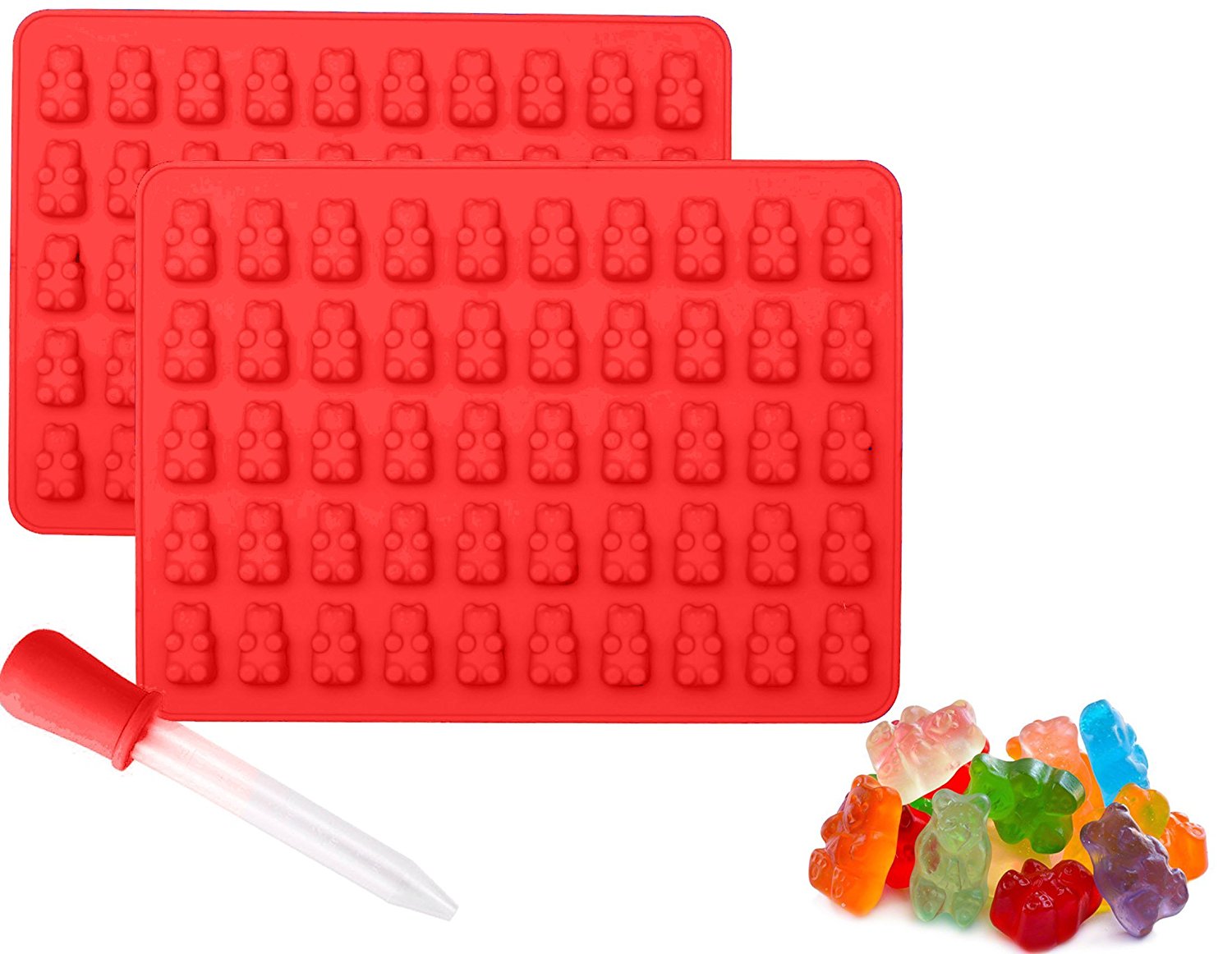 Gummy Bear Chocolate Molds and Candy Making Molds 2 Pack Plus Bonus