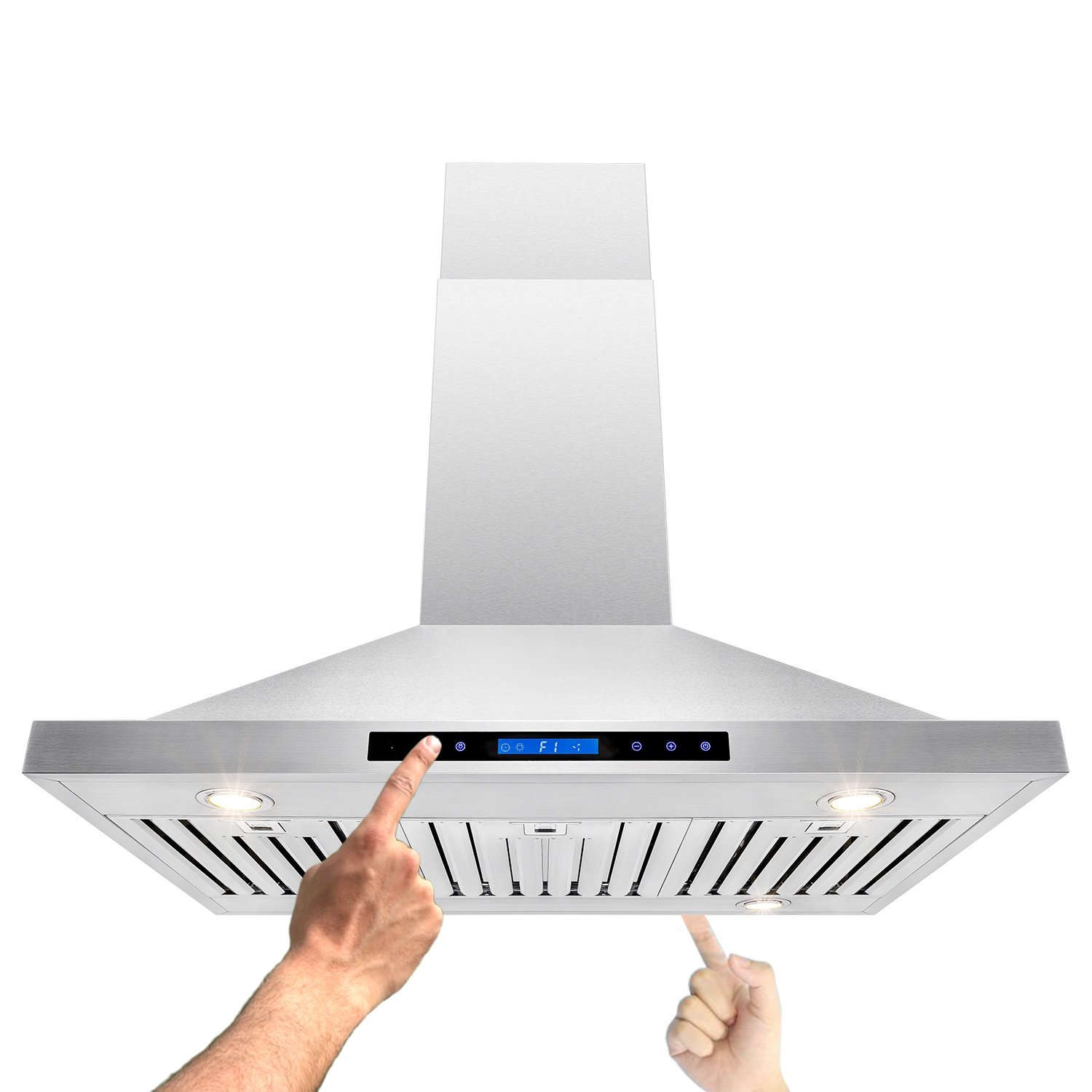AKDY 36" Island Mount Stainless Steel Both Side Range Hood W/Baffle