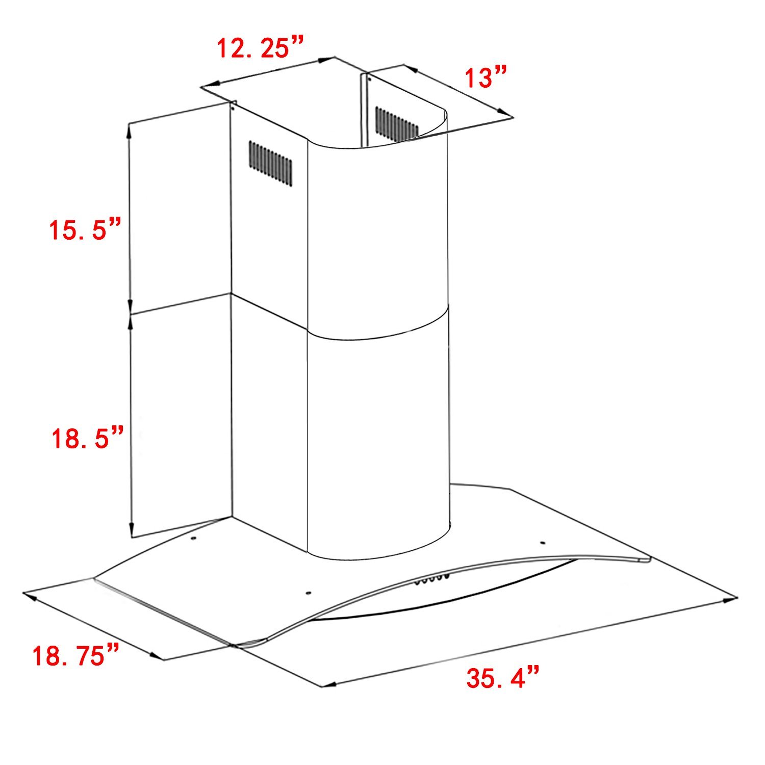 FIREBIRD 36" Kitchen Wall Mount Touch Panel Stainless Steel Ductless