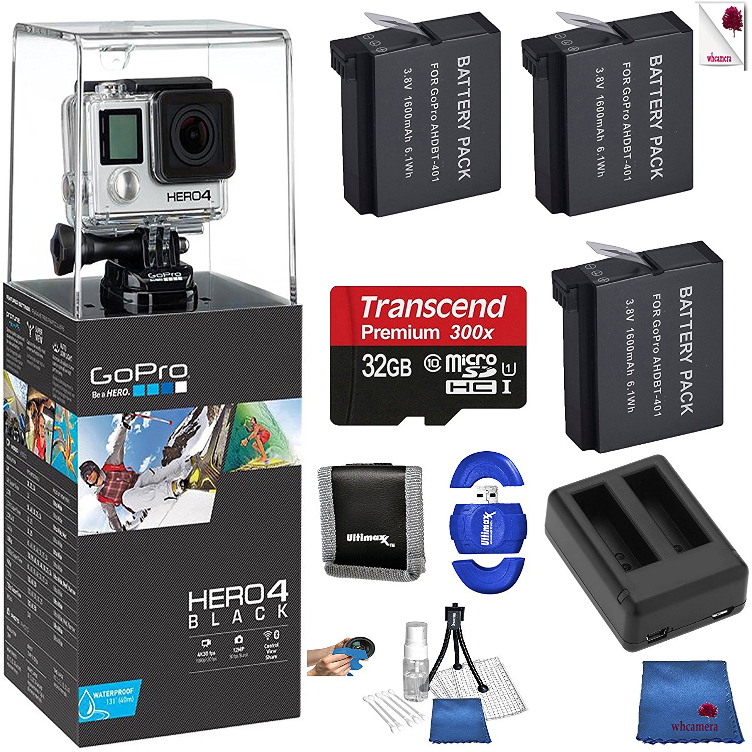 Gopro Hero 4 Black Extra Battery 9 Piece Bundle Includes Go Pro Hero4