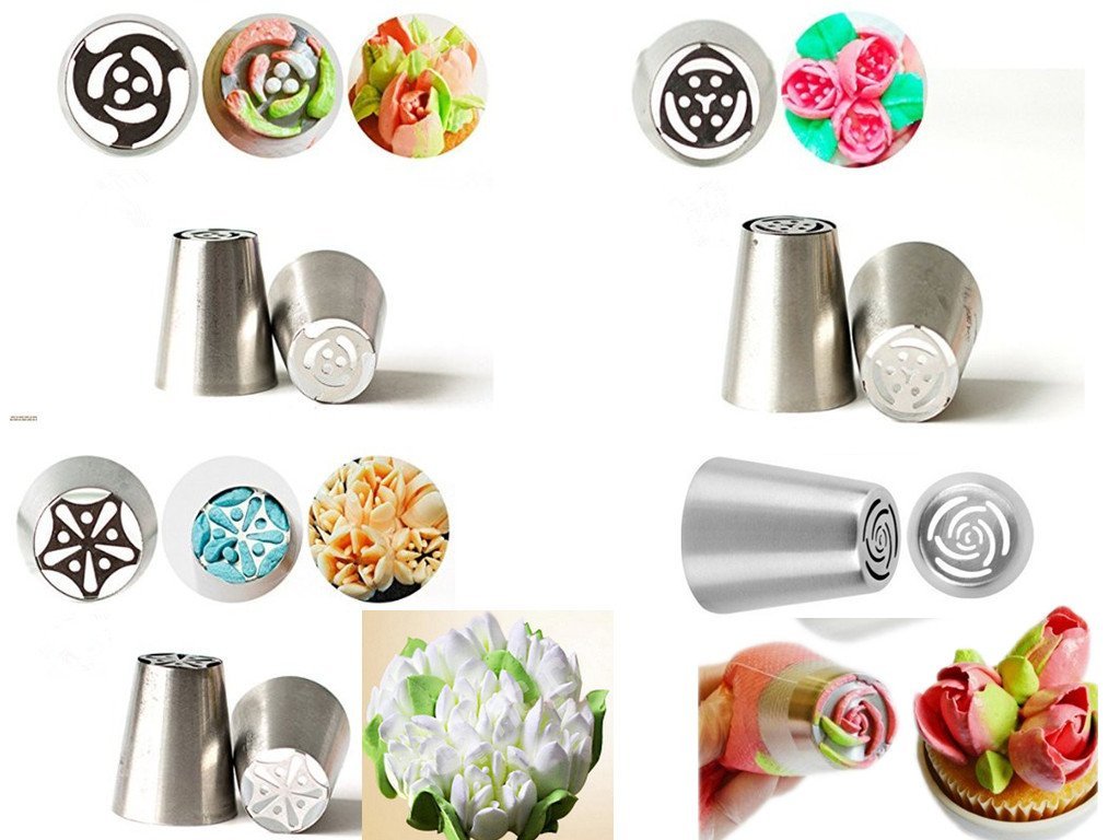 19pcs/set Russian Piping Tips7 Russian Tips +1 Tricolor Coupler +1