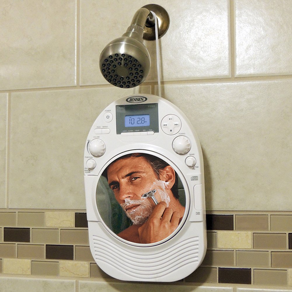 Stereo Shower Radio & CD Player W/ Mirror Fog Resistant Waterproof Speakers N2 free image download