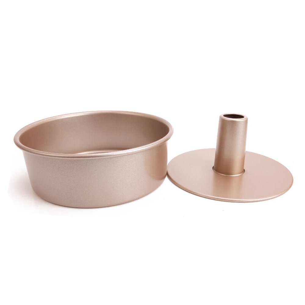 MyLifeUNIT 8 Inch Angel Food Pan, Nonstick Carbon Steel Angel Food Cake Pan, 2Piece free image