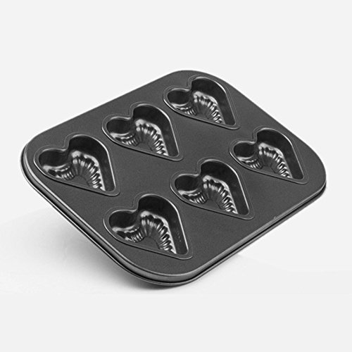 6 Holes NonStick Stainless Steel Cake Pan Heart Shape Cheese Bread