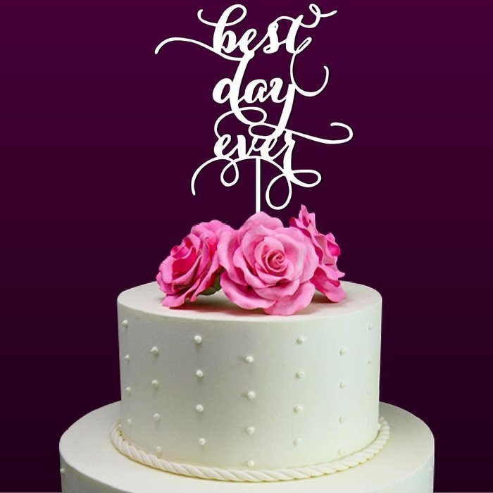 Sugar Yeti Made In USA Wedding Cake Topper Best Day Ever 16 Gold Mirror N17 free image download