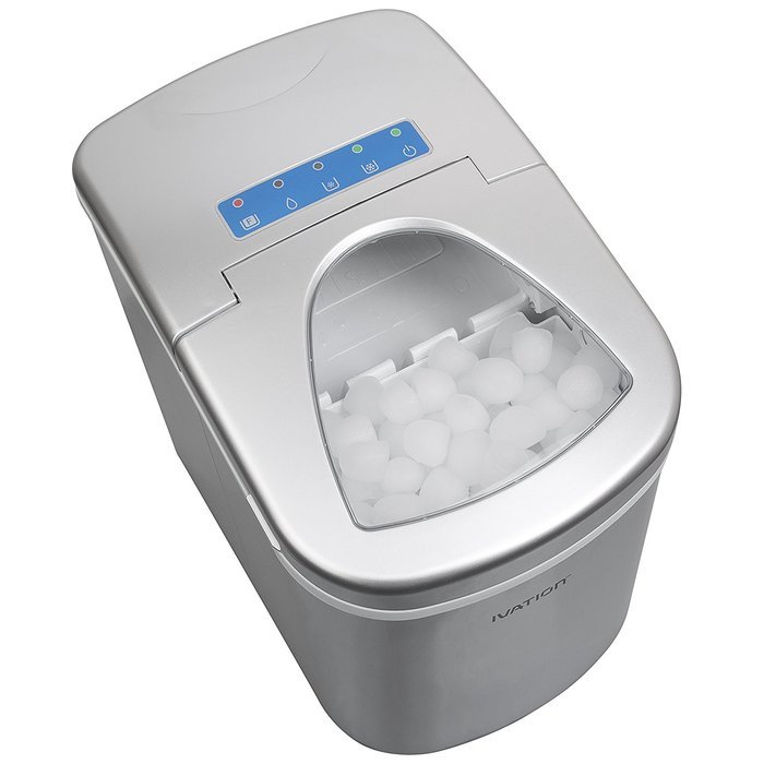 Ivation IVAICEM15SIL Portable Ice Maker with EasyTouch Buttons for Digital Operation, Silver
