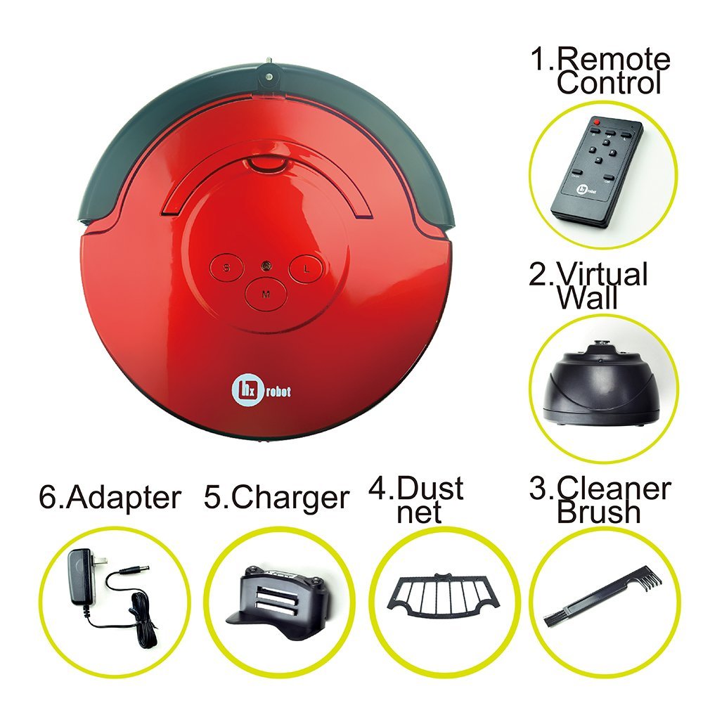 Homie Life Robotic Vacuum Cleaner. Large Capacity of 12 OZ Vacuum Cleaning Robot in Red for Pets