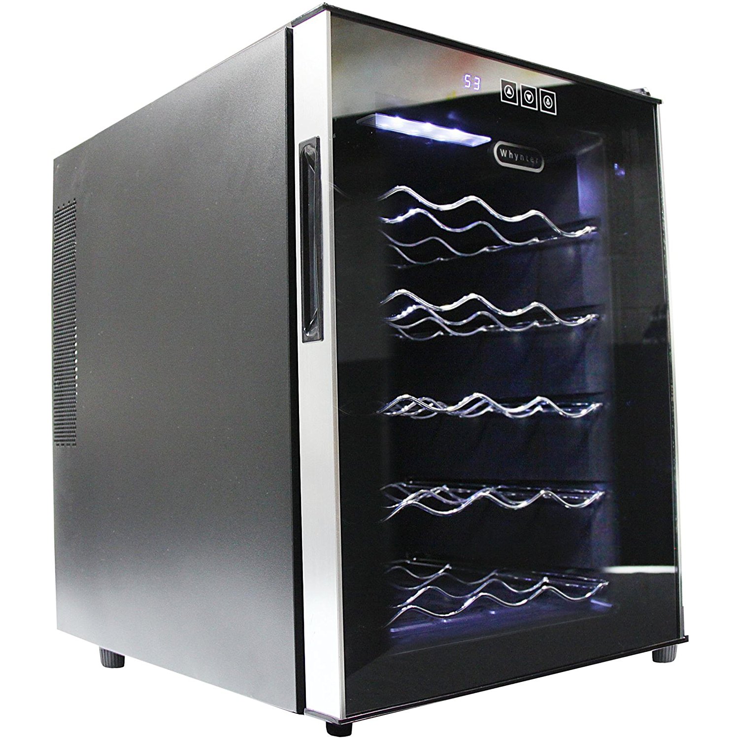 Whynter 20 Bottle Thermoelectric Wine Cooler with Black Tinted Mirror