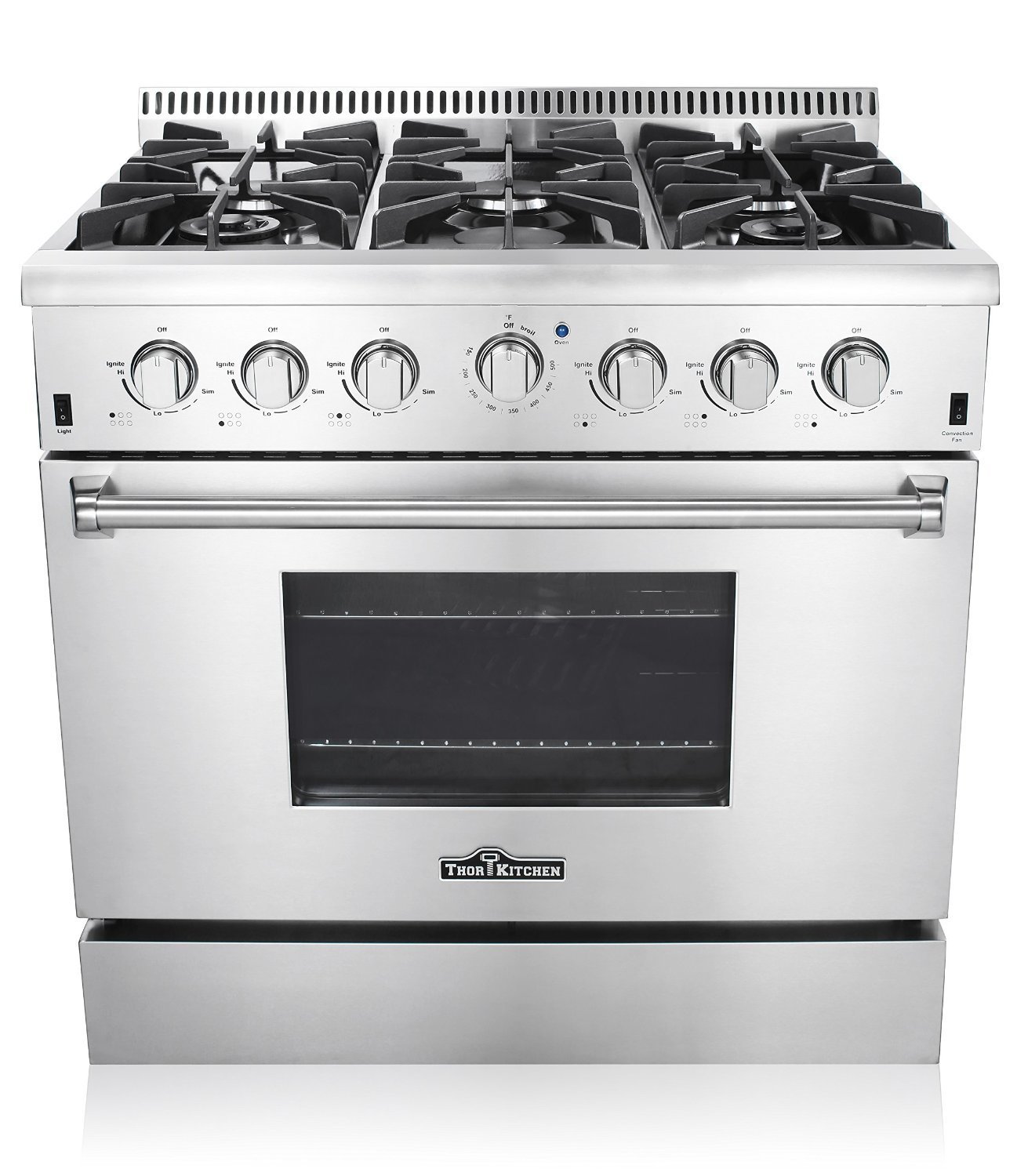 36" THOR KITCHEN 6 BURNER DUAL FUEL RANGE free image download