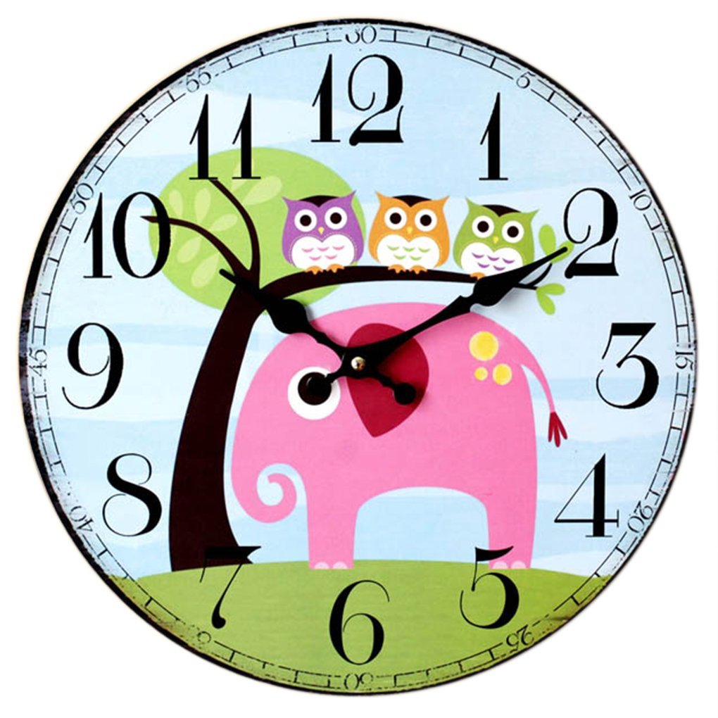 MuLuo Continental Round Wooden Home Clocks Wall Timepiece for Living