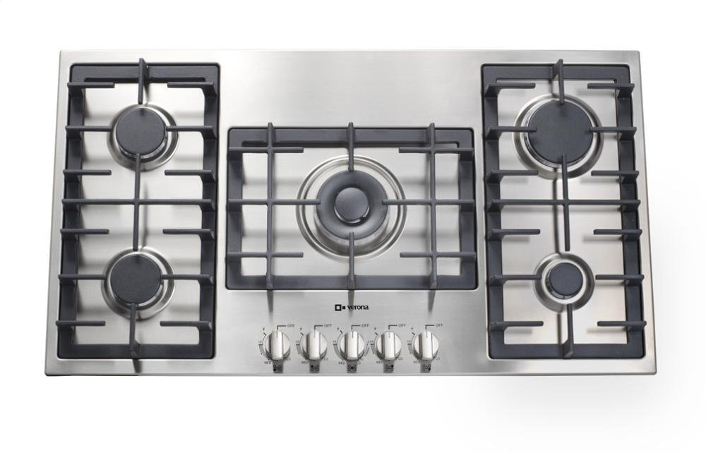 Verona VECTGM365SS 36" Designer Series Gas Cooktop With 5 Burner Design