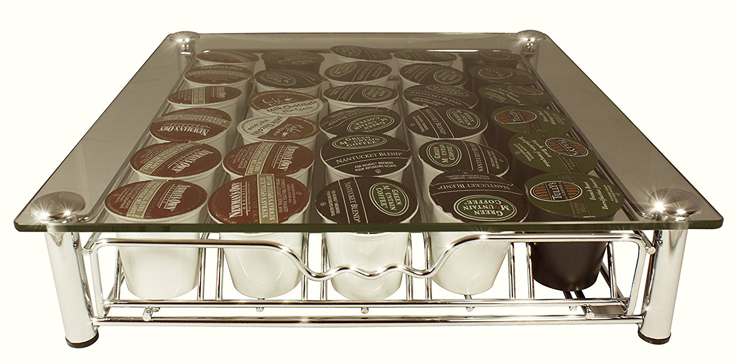 DecoBros Crystal Glass Coffee Storage Drawer Holder for Keurig KCup