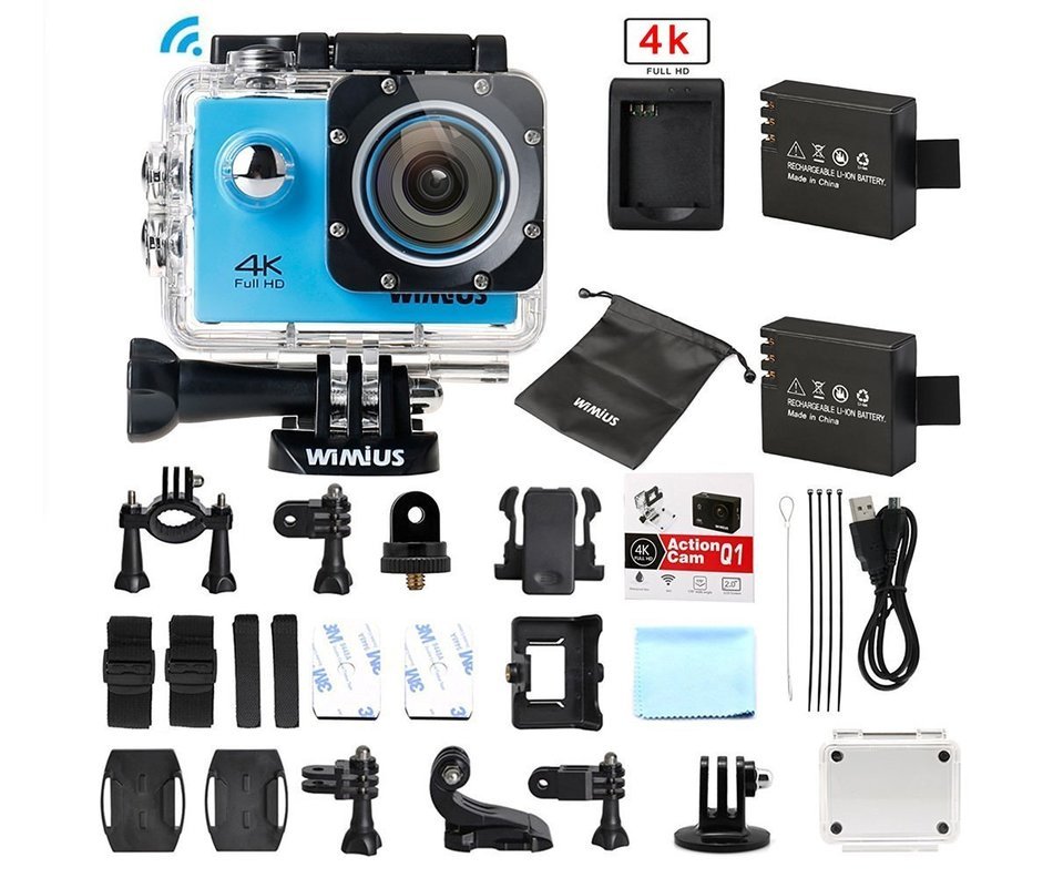 WiMiUS 4K Sports Action Camera Wifi Full HD 1080P 60fps 16MP 2.0 inch