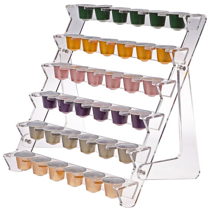 Modern Clear Acrylic 36 Nespresso Capsule Rack / Counter Top Coffee Pod