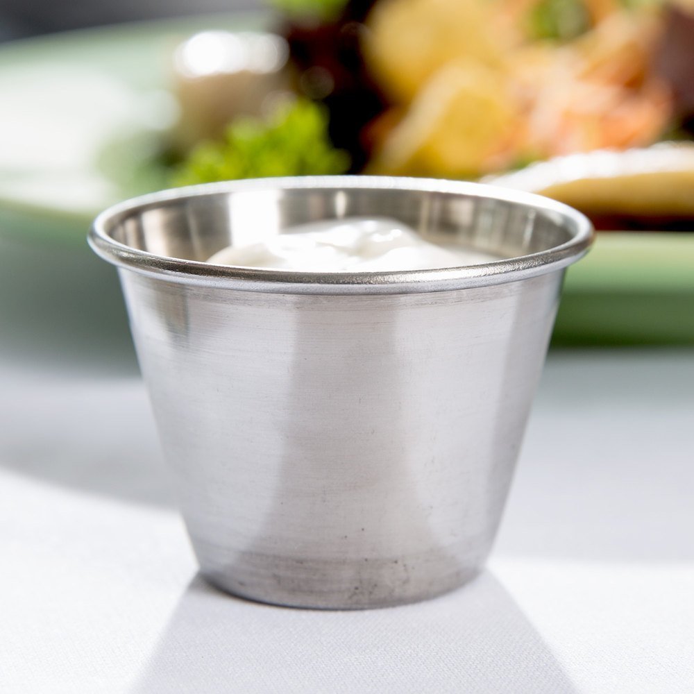Set of 48 Stainless Steel Portion Cups 2.5 oz, Individual Condiment