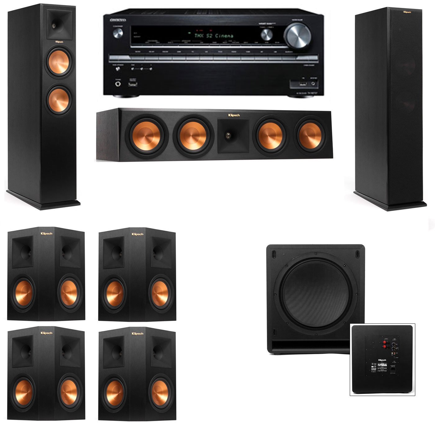 Klipsch RP250F Tower SpeakersSW1127.1Onkyo TXNR838 free image