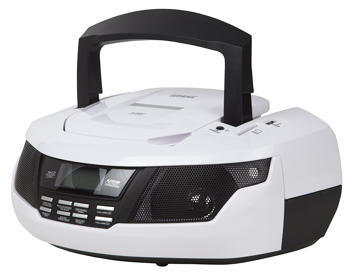 Duronic RCD99W White CD Player 4way speaker Boombox with Clock, Radio